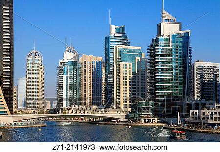Stock Image - United Arab Emirates, Dubai, Marina, skyline,.. Fotosearch