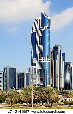 Stock Photo - United Arab Emirates, Dubai, Sheikh Zayed Road, skyline, skyscrapers,.. Fotosearch