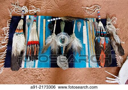Stock Photograph - USA, Arizona, Navajo reservation, Monument Valley tribal park, Stanley Holiday, medicine man, 78 years, holds a blessing ceremony in his hogan. Fotosearch