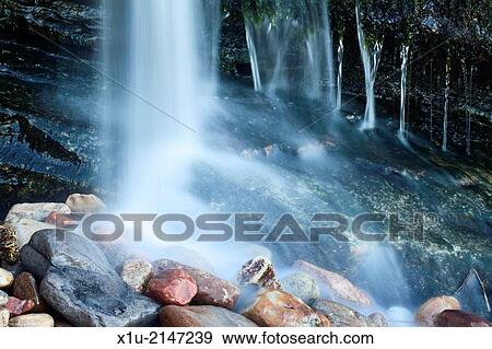 Stock Photo - Waterfall on the Fife Coastal Path near St Andrews Fife Scotland.. Fotosearch