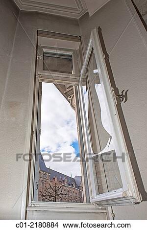 Window with broken pane. View Large Photo Image Picture - Window with broken pane.. Fotosearch