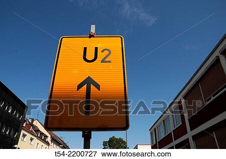 Stock Photo - A road sign with the inscription U2. Fotosearch