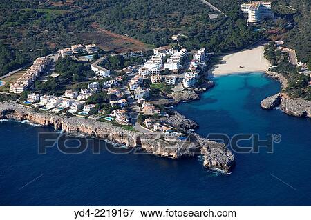 Aerial View of Cala Marçal, Mallorca, Balearic Island, Spain. View Large Photo Image Stock Photo - Aerial View of Cala Marçal, Mallorca, Balearic Island, Spain.. Fotosearch
