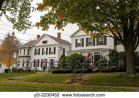 An autumn view of homes in Litchfield, Connecticut, USA. View Large Photo Image Stock Image - An autumn view of homes in Litchfield, Connecticut, USA.. Fotosearch