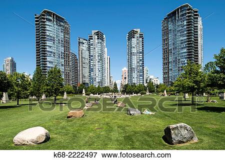 apartment buildings faceing George Wainborn park on the north shore of False Creek, Vancouver, BC, Canada. View Large Photo Image Stock Photo - apartment buildings faceing George Wainborn park on the north shore of False Creek, Vancouver, BC, Canada.. Fotosearch