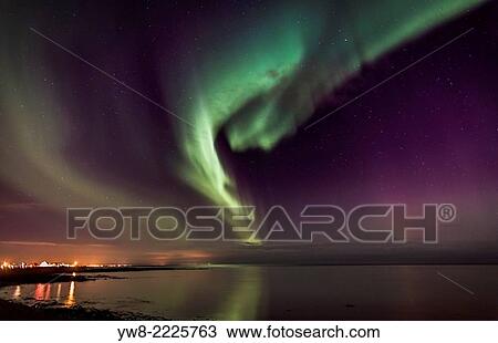 Aurora Borealis or Northern Lights, Alftanes, Iceland. View Large Photo Image Stock Image - Aurora Borealis or Northern Lights, Alftanes, Iceland.. Fotosearch