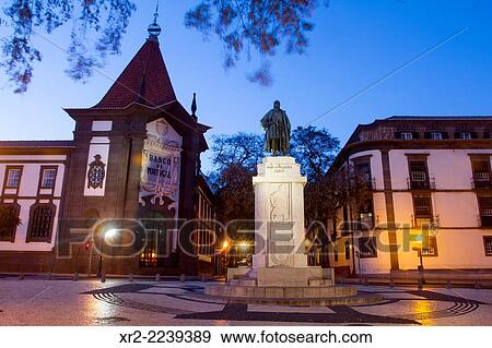 Bank of Portugal and Joao Gonçalves Zarco statue, Funchal, Madeira, Portugal. View Large Photo Image Stock Photo - Bank of Portugal and Joao Gonçalves Zarco statue, Funchal, Madeira, Portugal.. Fotosearch