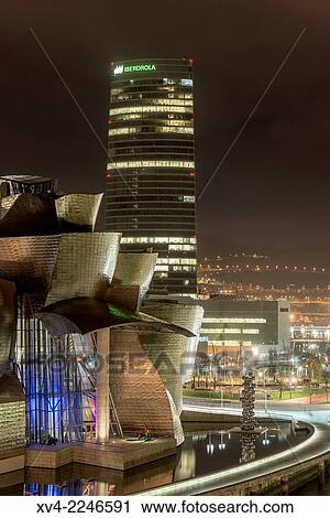 Bilbao City by Night, Biscay, Basque Country, Spain. View Large Photo Image Stock Image - Bilbao City by Night, Biscay, Basque Country, Spain.. Fotosearch
