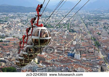 Cable car, Grenoble, Isere, Rhone-Alpes, France. View Large Photo Image Stock Photography - Cable car, Grenoble, Isere, Rhone-Alpes, France.. Fotosearch
