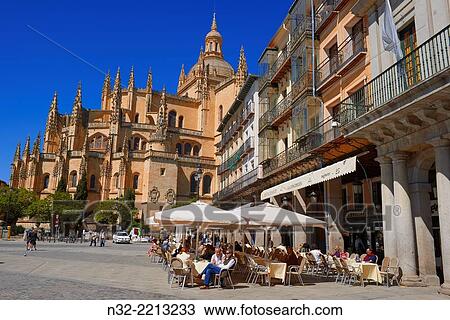 Cathedral, Main Square, Segovia, Castilla-Leon, Spain. View Large Photo Image Stock Image - Cathedral, Main Square, Segovia, Castilla-Leon, Spain.. Fotosearch
