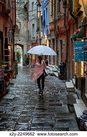 Stock Image - Charming village buildings and alley, Porto Venere, Liguria, Italy.. Fotosearch
