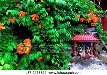 Stock Image - Chinese temple at Beliong, Sarawak, Malaysia.. Fotosearch