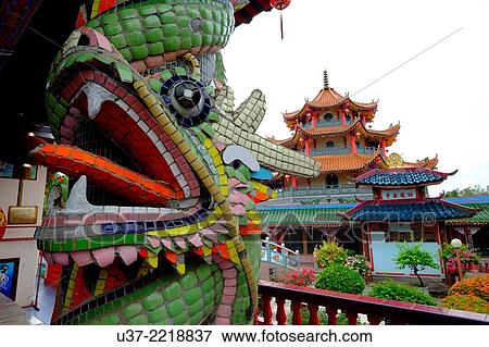 Stock Photo - Chinese temple at Beliong, Sarawak, Malaysia.. Fotosearch