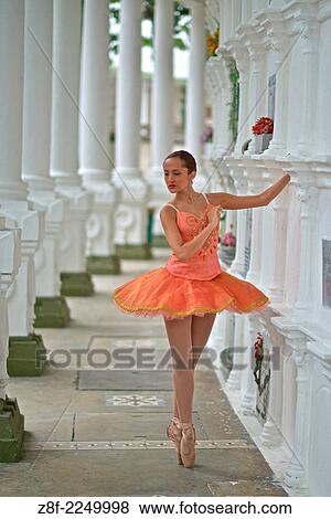 Stock Photo - Classic ballerina at the San Pedro Cemetey in Medellin, declared monument in 1999.. Fotosearch