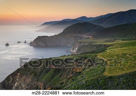 Stock Image - Classic view of the rugged coastal headlands of Big Sur California.. Fotosearch