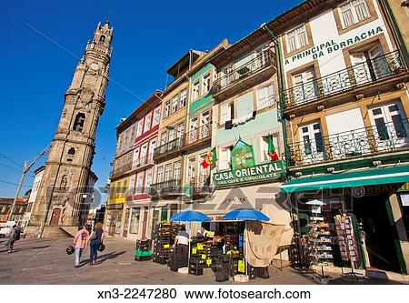 Stock Image - Clérigos tower, the Torre dos Clérigos, The Clérigos Church, Igreja dos Clérigos, Bell tower, Baroque church, Porto, Portugal, Europe.. Fotosearch