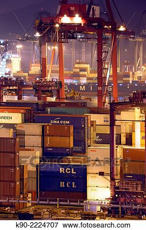 Container terminal, Hong Kong, China, East Asia. View Large Photo Image Stock Photo - Container terminal, Hong Kong, China, East Asia.. Fotosearch