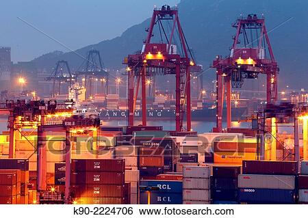 Container terminal, Hong Kong, China, East Asia. View Large Photo Image Stock Photograph - Container terminal, Hong Kong, China, East Asia.. Fotosearch