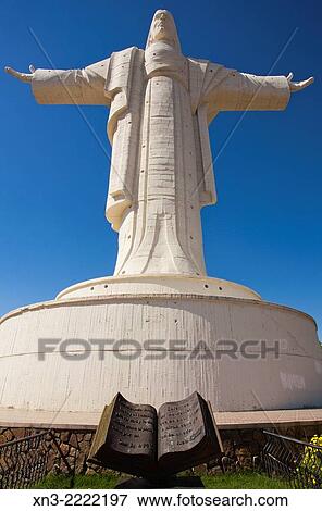 Stock Photo - Cristo de la Concordia Christ of Peace, statue of Jesus Christ, San Pedro Hill, Cochabamba, Bolivia, South America.. Fotosearch