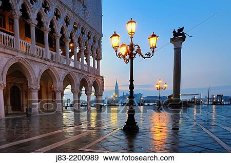 Early morning view of Piazza San Marco (St. Mark´s Square), Column of St. Mark and the Doge´s Palace (Palazzo Ducale), Venice, UNESCO World Heritage Site, Veneto, Italy, Europe. View Large Photo Image Stock Photo - Early morning view of Piazza San Marco (St. Mark´s Square), Column of St. Mark and the Doge´s Palace (Palazzo Ducale), Venice, UNESCO World Heritage Site, Veneto, Italy, Europe.. Fotosearch