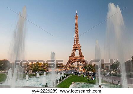 Stock Photo - Eiffel Tower and fountains, Paris, France.. Fotosearch