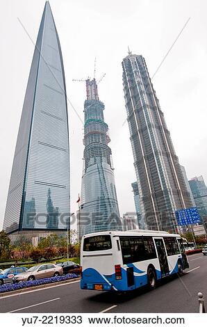 famous skyscrapers - Shanghai World Financial Center, Shanghai Tower and Jin Mao Tower in Lujiazui Finance and Trade Zone in Pudong District. View Large Photo Image Stock Image - famous skyscrapers - Shanghai World Financial Center, Shanghai Tower and Jin Mao Tower in Lujiazui Finance and Trade Zone in Pudong District.. Fotosearch
