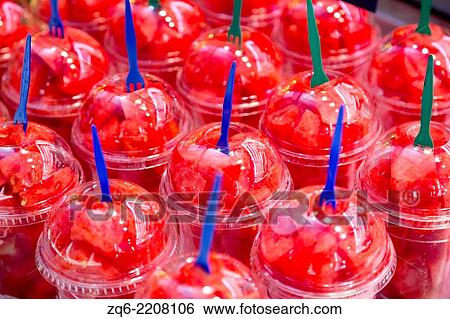 Fruit Cups on the Mercat de Sant Josep de la Boquería in Barcelona, Spain. View Large Photo Image Stock Photograph - Fruit Cups on the Mercat de Sant Josep de la Boquería in Barcelona, Spain.. Fotosearch