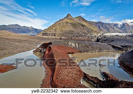 Stock Image - Glacial Landscape, Svinafellsjokull, Iceland.. Fotosearch