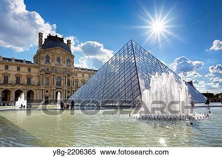 Stock Photography - Glass pyramid Louvre Museum, Paris, France.. Fotosearch