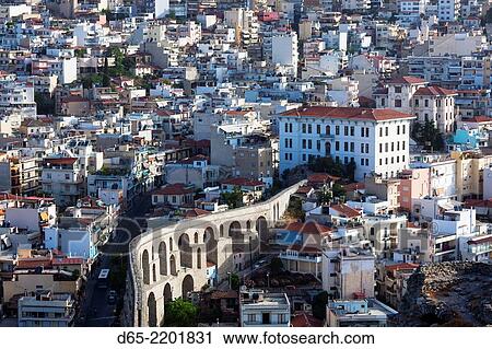 Greece, East Macedonia and Thrace Region, Kavala, elevated city view with the Kamares Aqueduct, built in 1530 by Suleiman the Magnificent, morning. View Large Photo Image Stock Image - Greece, East Macedonia and Thrace Region, Kavala, elevated city view with the Kamares Aqueduct, built in 1530 by Suleiman the Magnificent, morning.. Fotosearch
