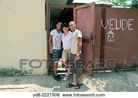 Stock Photo - Happy family in Moron, Ciego de Avila, Cuba. Fotosearch