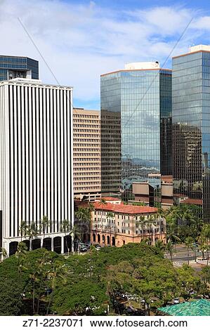 Hawaii, Oahu, Honolulu, skyline, skyscrapers,. View Large Photo Image Stock Image - Hawaii, Oahu, Honolulu, skyline, skyscrapers,.. Fotosearch