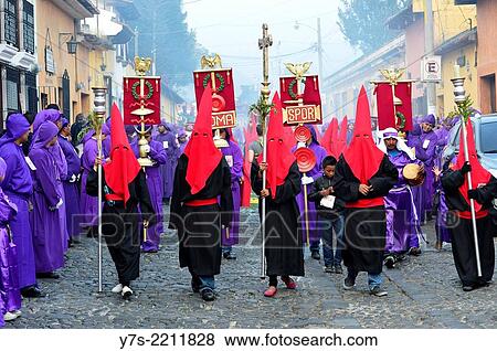 Stock Photo - Holy Week procession in Antigua, Guatemala, Central America.. Fotosearch