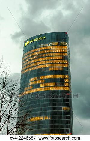 Iberdrola Tower. Bilbao City by Night, Biscay, Basque Country, Spain. View Large Photo Image Stock Photo - Iberdrola Tower. Bilbao City by Night, Biscay, Basque Country, Spain.. Fotosearch