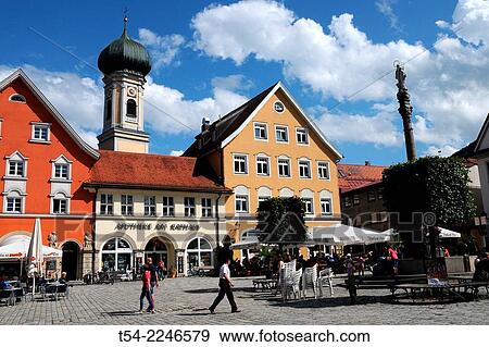 Immenstadt, Market square and Town Hall View Large Photo Image Stock Photo - Immenstadt, Market square and Town Hall. Fotosearch