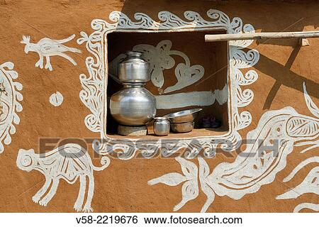 India, Rajasthan, Tonk region, Mandana paintings. View Large Photo Image Stock Photograph - India, Rajasthan, Tonk region, Mandana paintings.. Fotosearch