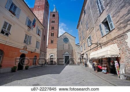 Stock Photography - Italy, Liguria, Albenga, San Michele Arcangelo Cathedral.. Fotosearch