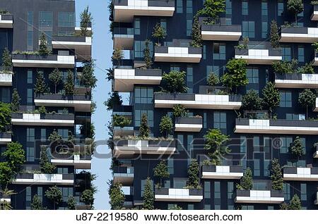 Italy, Lombardy, Milan, Bosco Verticale Residential Towers 111 Meters 78 Meters designed Boeri Studio Porta Nuova Project Business Center Milan. View Large Photo Image Stock Image - Italy, Lombardy, Milan, Bosco Verticale Residential Towers 111 Meters 78 Meters designed Boeri Studio Porta Nuova Project Business Center Milan.. Fotosearch