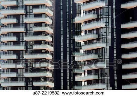 Stock Image - Italy, Lombardy, Milan, Residential Towers Varesine designed Arquitectonica end Caputo Partnership, Detail Facade.. Fotosearch