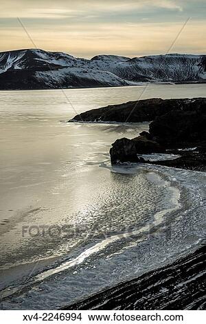 Kleifarvam lake frozen by winter. Iceland southern. Iceland. View Large Photo Image Picture - Kleifarvam lake frozen by winter. Iceland southern. Iceland.. Fotosearch