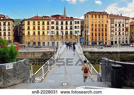La Rivera Bridge, Bilbao, Biscay, Basque Country, Euskadi, Spain, Europe. View Large Photo Image Stock Image - La Rivera Bridge, Bilbao, Biscay, Basque Country, Euskadi, Spain, Europe.. Fotosearch