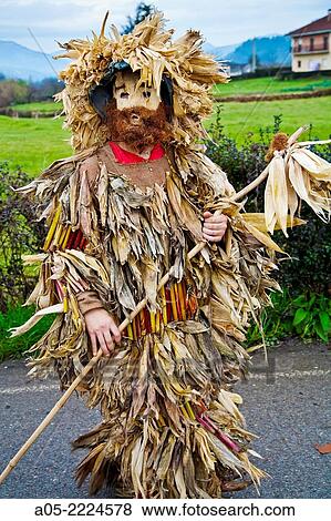 Stock Photo - La Vijanera carnival: ´trapajón´, Silio, Besaya, Cantabria, Spain. Fotosearch