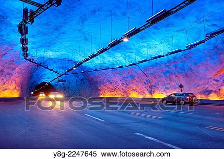 Laerdal Tunnel, Laerdalstunnelen (the world's longest at 24, 5 km) Aurland, Norway. View Large Photo Image Stock Photography - Laerdal Tunnel, Laerdalstunnelen (the world's longest at 24, 5 km) Aurland, Norway.. Fotosearch