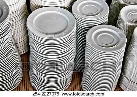 Many plates in the kitchen restaurant. View Large Photo Image Stock Photography - Many plates in the kitchen restaurant.. Fotosearch
