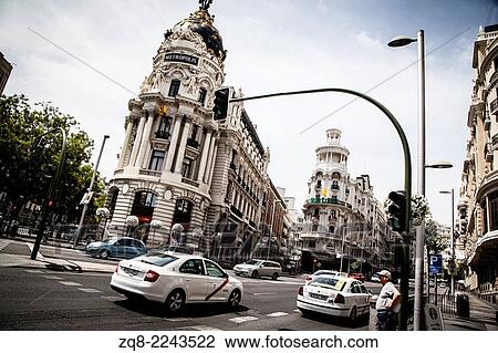 Stock Image - Metropolis building on Gran Via, Madrid, Spain.. Fotosearch