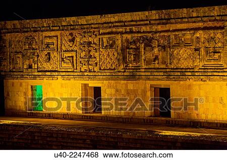 Stock Photo - Mexico, Yucatán, Uxmal, night.. Fotosearch