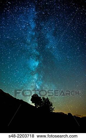 Milky Way. Cantabria. Spain. Europe View Large Photo Image Stock Photo - Milky Way. Cantabria. Spain. Europe. Fotosearch