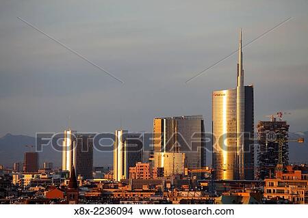 Moder skyscrapers in Porta Nuova and Unicredit tower, Milan, Italy. View Large Photo Image Picture - Moder skyscrapers in Porta Nuova and Unicredit tower, Milan, Italy.. Fotosearch