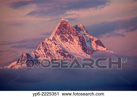 mountain Schreckhorn in sunset light with clouds, Bernese Oberland, Switzerland. View Large Photo Image Stock Image - mountain Schreckhorn in sunset light with clouds, Bernese Oberland, Switzerland.. Fotosearch