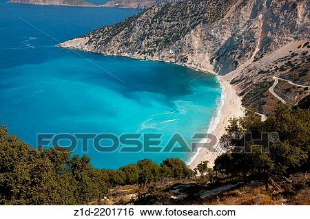 Myrtos beach on the island of Cephalonia. View Large Photo Image Stock Photograph - Myrtos beach on the island of Cephalonia.. Fotosearch